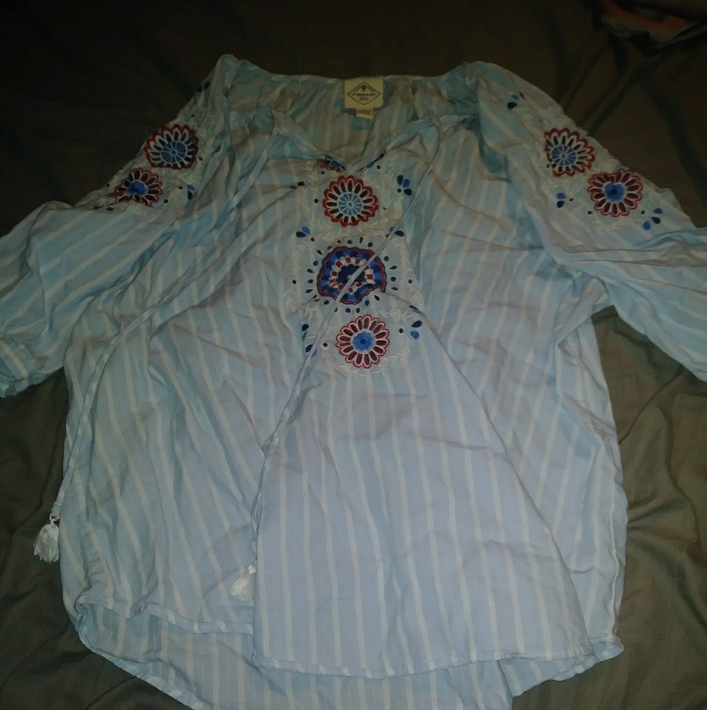 Long sleeve, strip, floral top